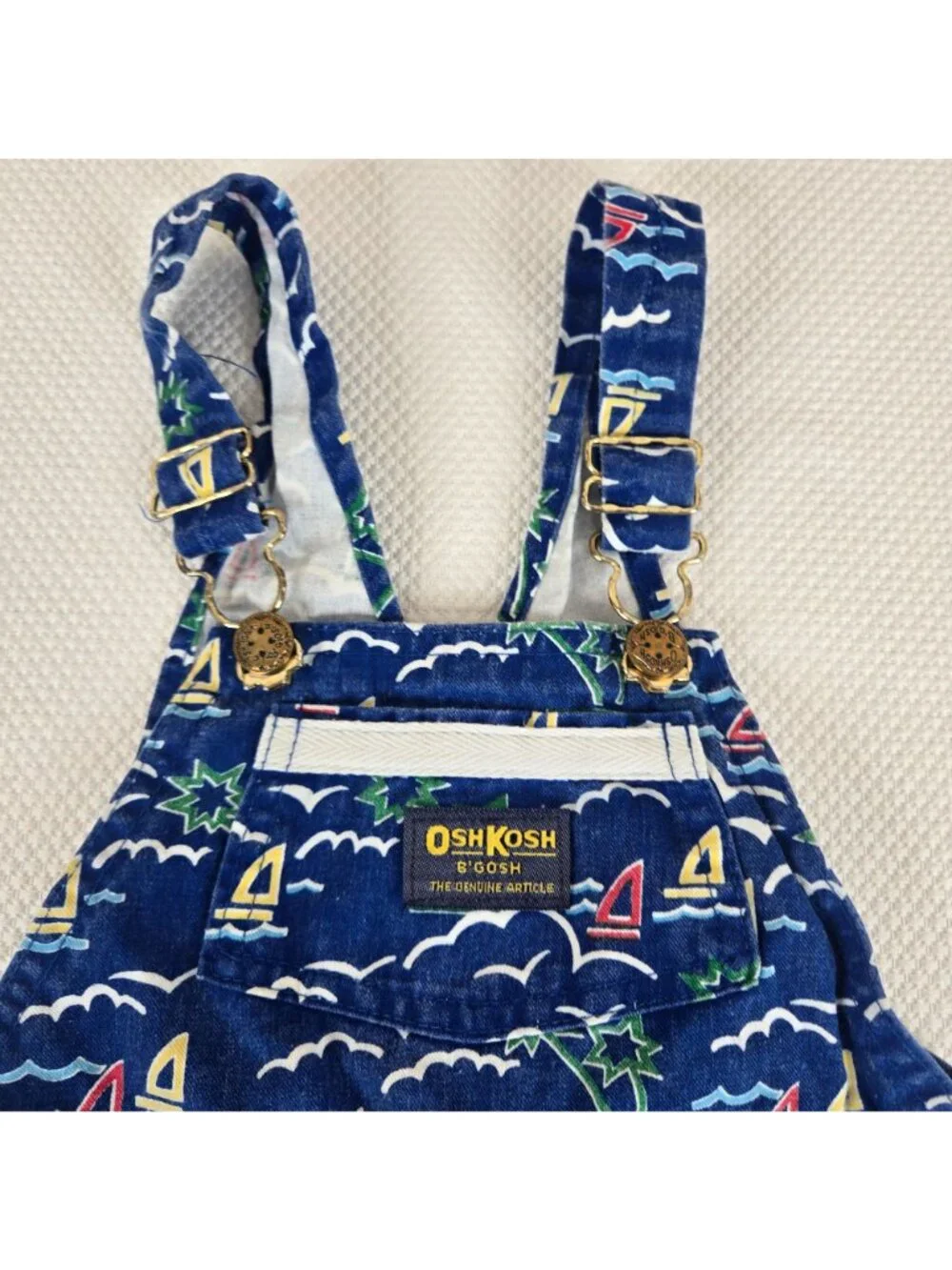 Vintage 80s OshKosh BGosh Sailboat Shorts Overalls Shortalls Blue Size 4T Made i